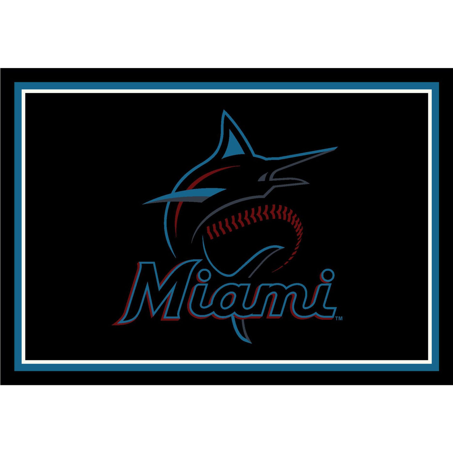 Miami Marlins distressed style area rug