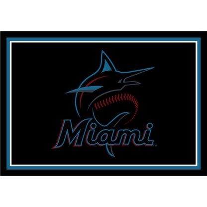 Miami Marlins distressed style area rug