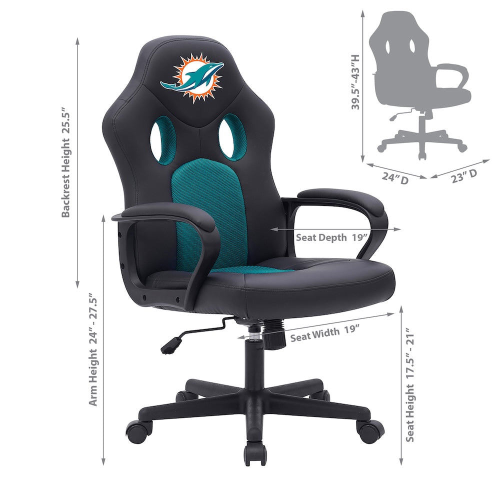 Miami Dolphins Office Gamer Chair Dimensions