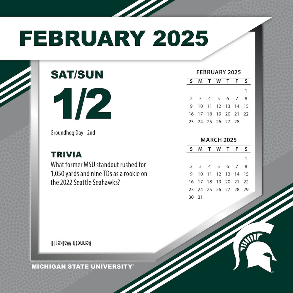 Michigan State Spartans 2025 Fact-A-Day Box Desk Calendar Feb