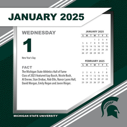 Michigan State Spartans 2025 Fact-A-Day Box Desk Calendar Jan