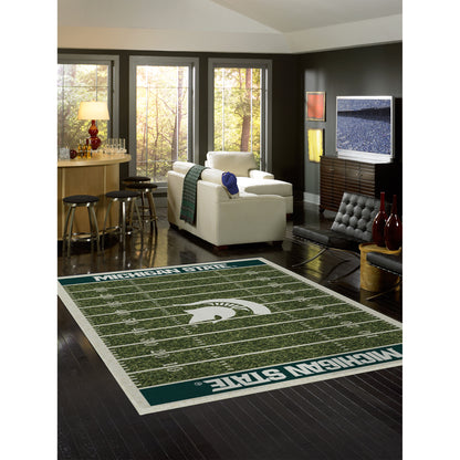 Michigan State Spartans home field style area rug lifestyle