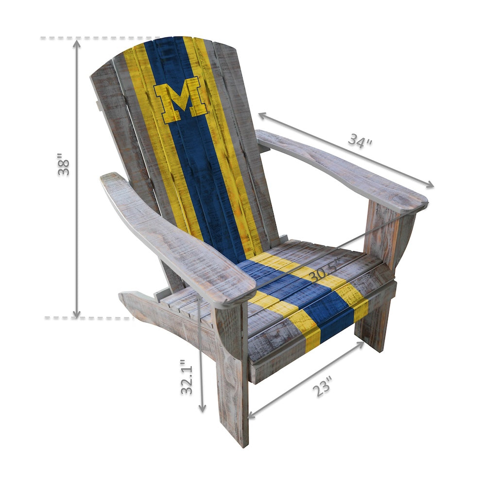 Michigan Wolverines Adirondack Chair Dimensions