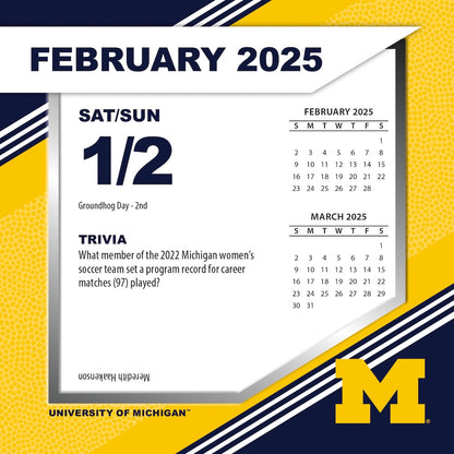 Michigan Wolverines 2025 Fact-A-Day Box Desk Calendar Feb