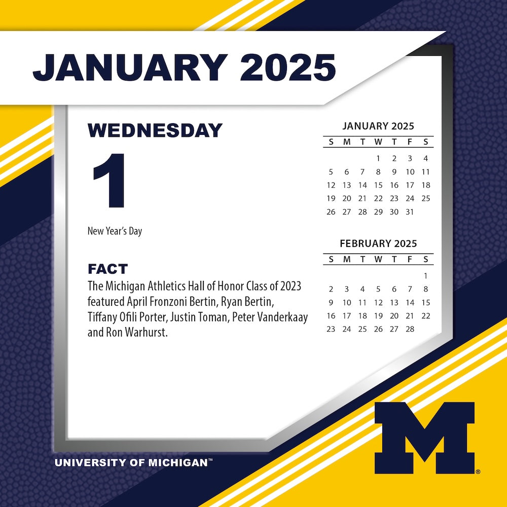 Michigan Wolverines 2025 Fact-A-Day Box Desk Calendar Jan