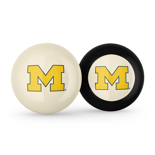 Michigan Wolverines cue ball and 8 ball