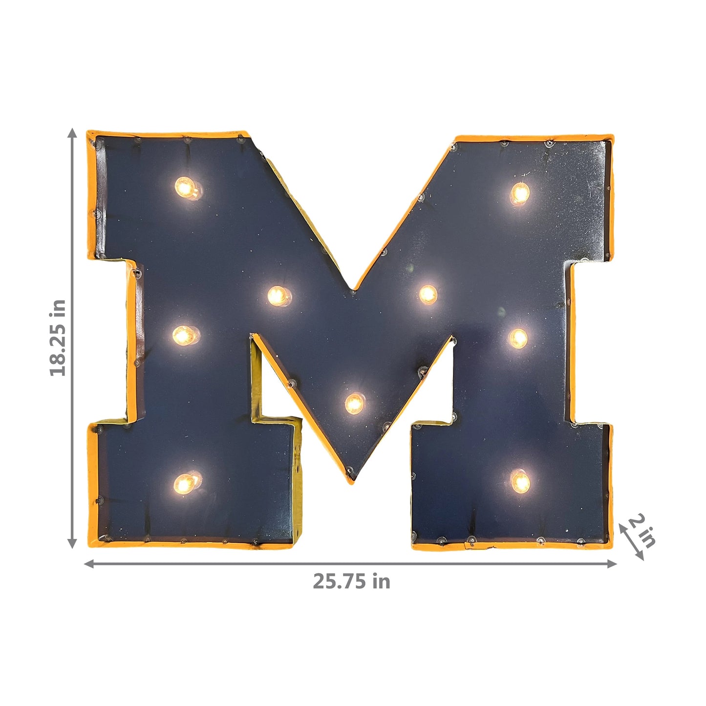 Michigan Wolverines logo lighted metal retro sign