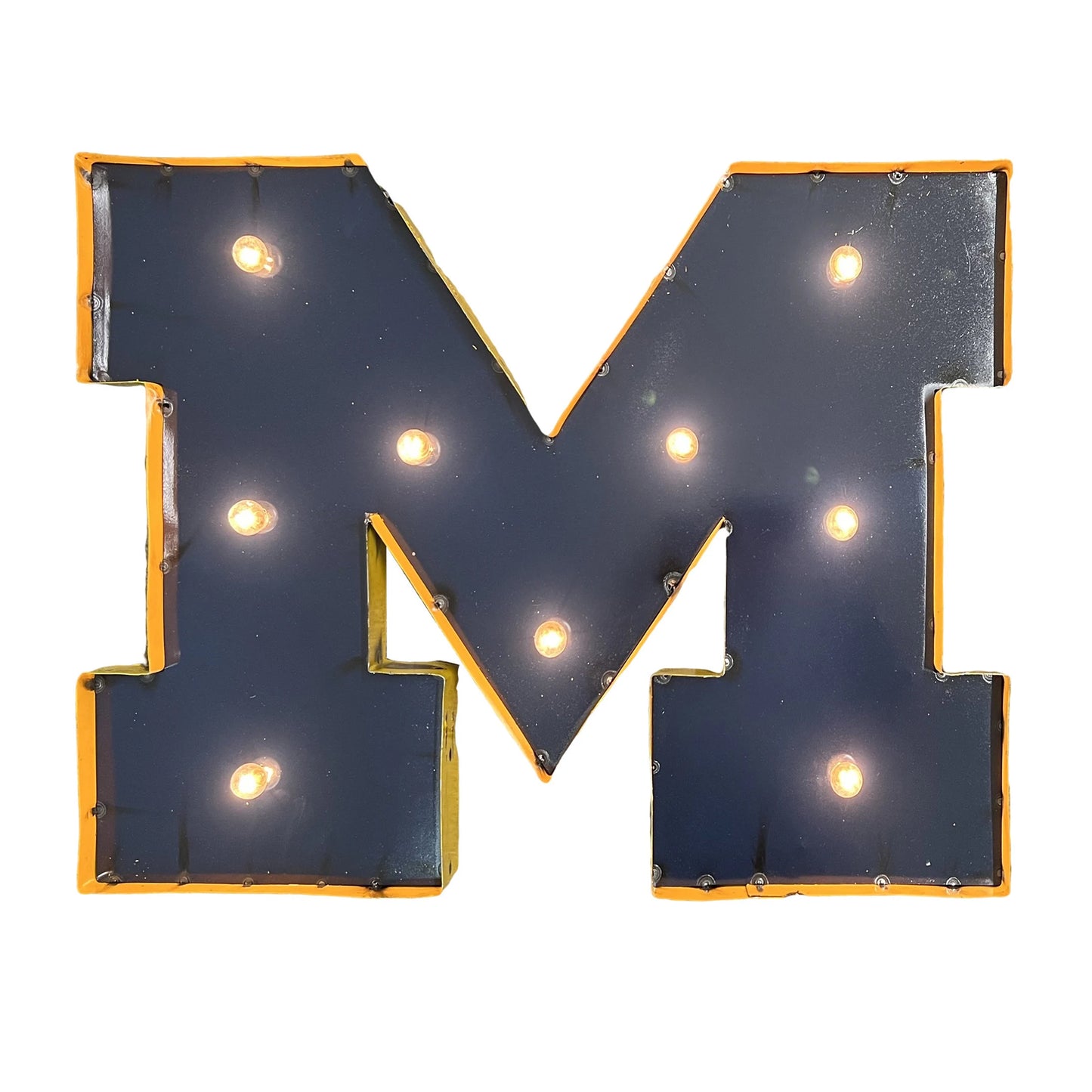 Michigan Wolverines logo lighted metal sign