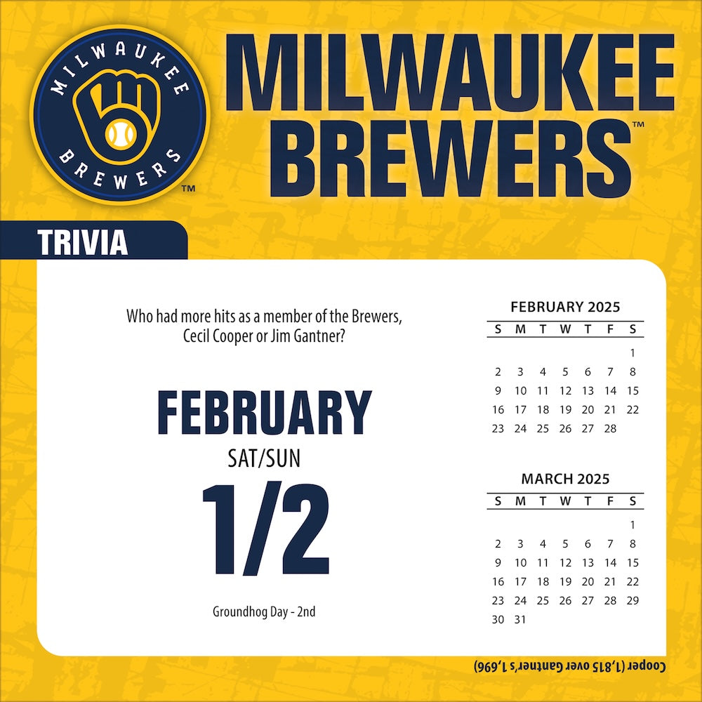 Milwaukee Brewers 2025 Fact-A-Day Box Desk Calendar Feb