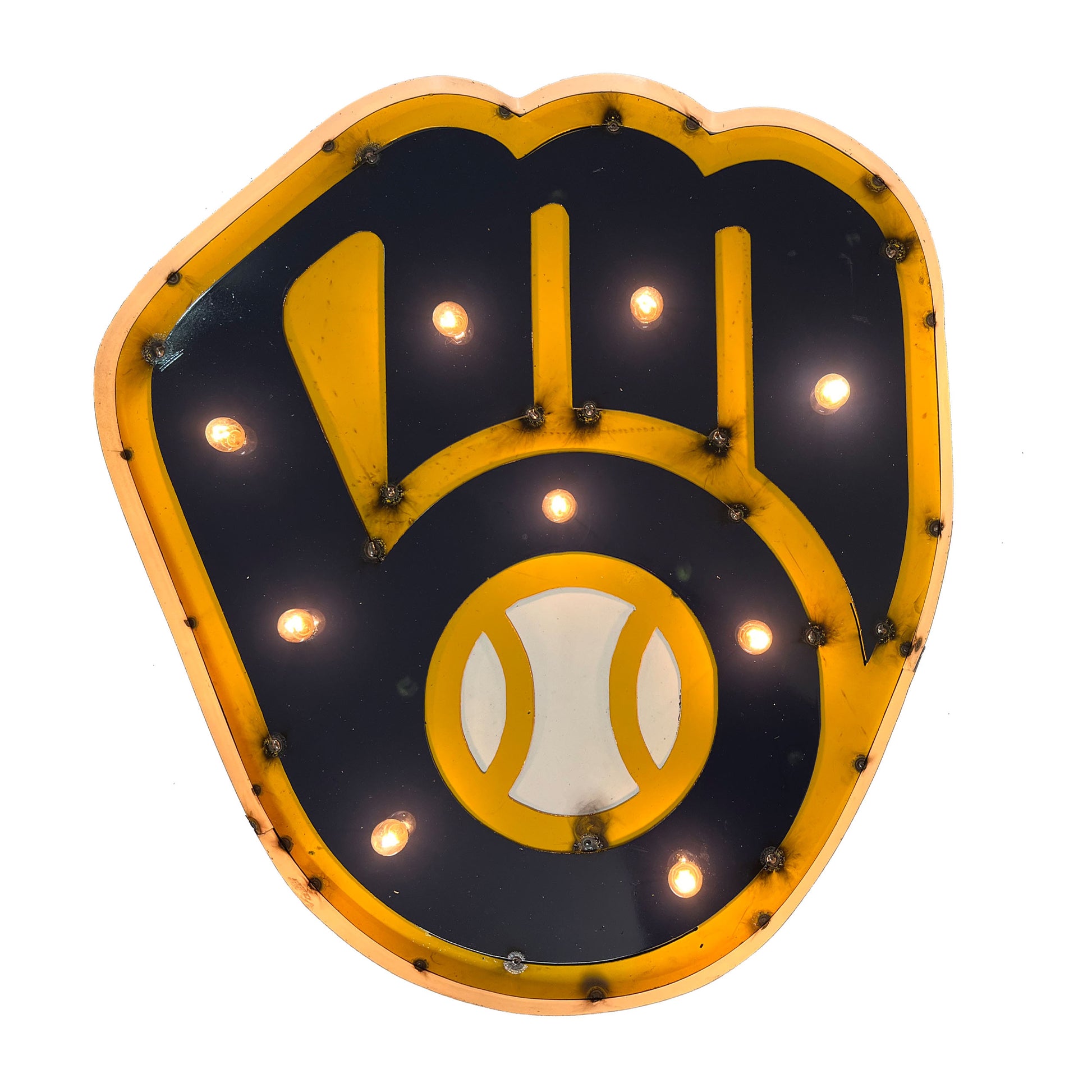 Milwaukee Brewers logo lighted metal sign