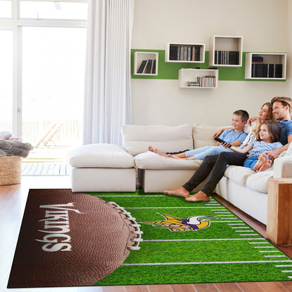 Minnesota Vikings washable football field rug lifestyle