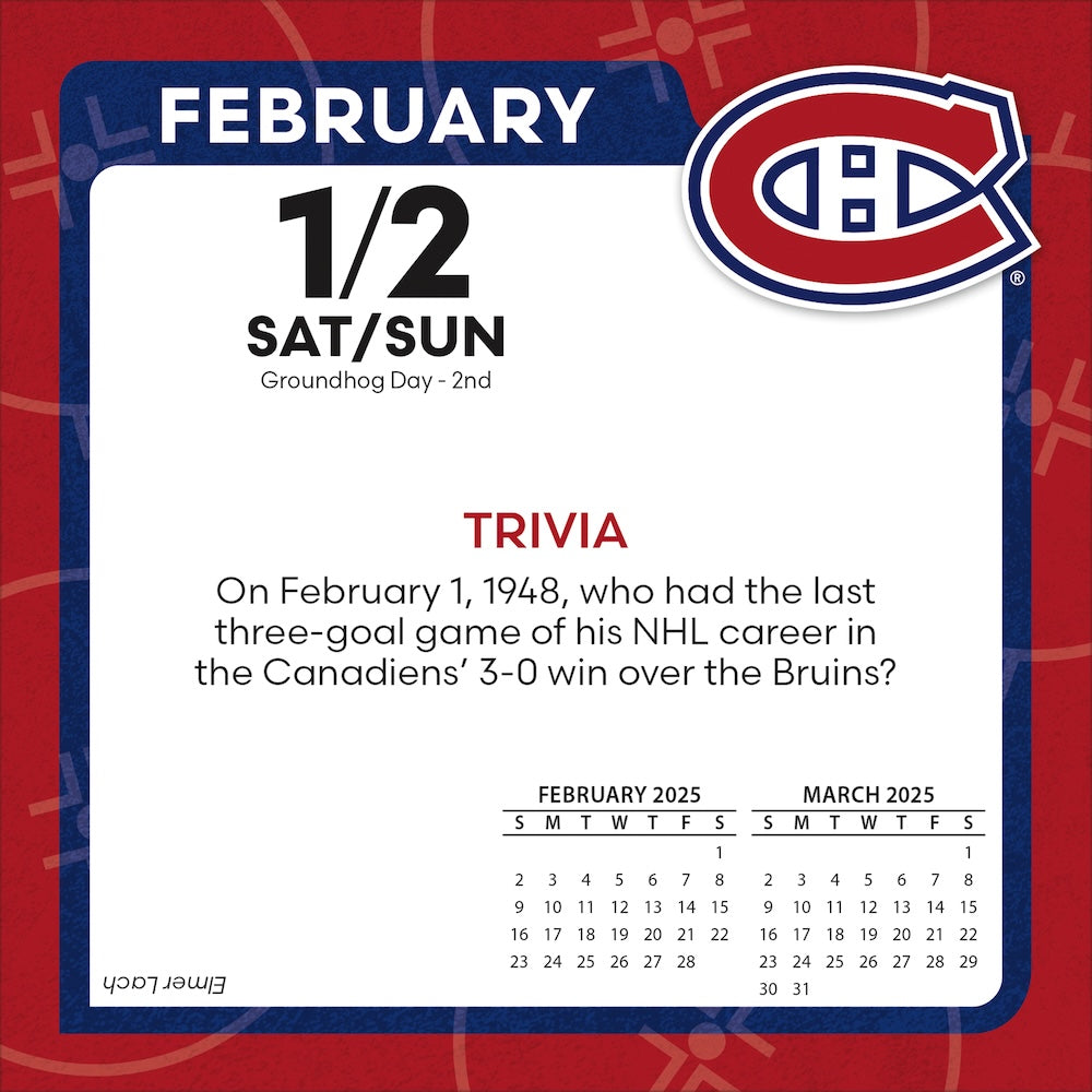 Montreal Canadiens 2025 Fact-A-Day Box Desk Calendar Feb