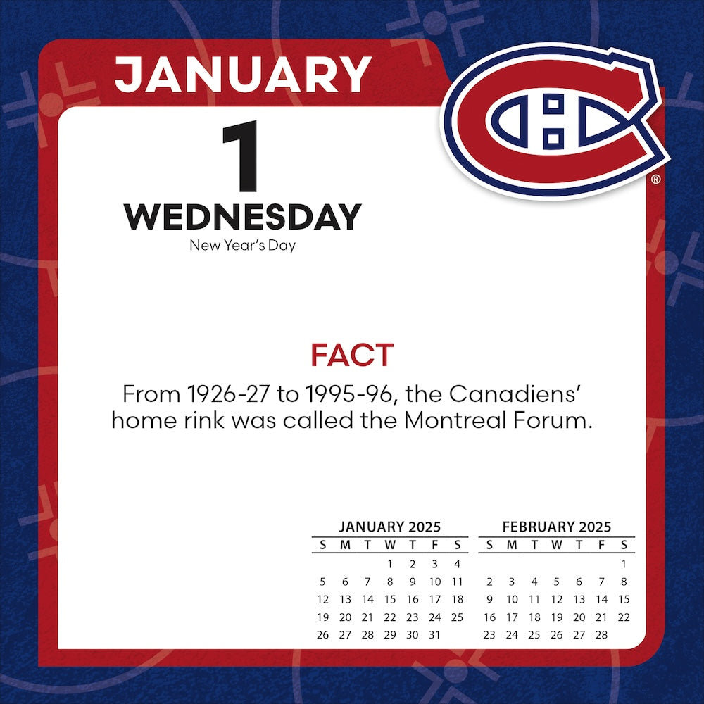 Montreal Canadiens 2025 Fact-A-Day Box Desk Calendar Jan