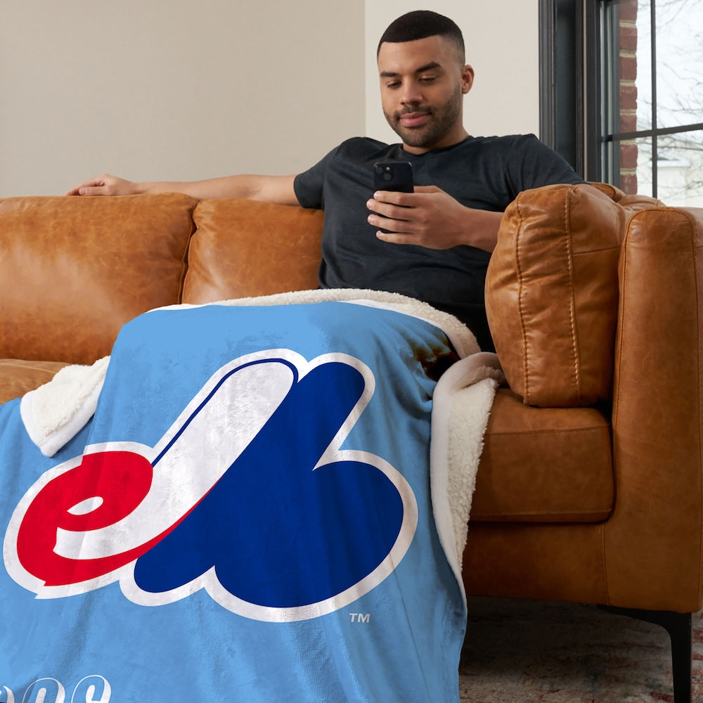 Montreal Expos CC throwback sherpa blanket