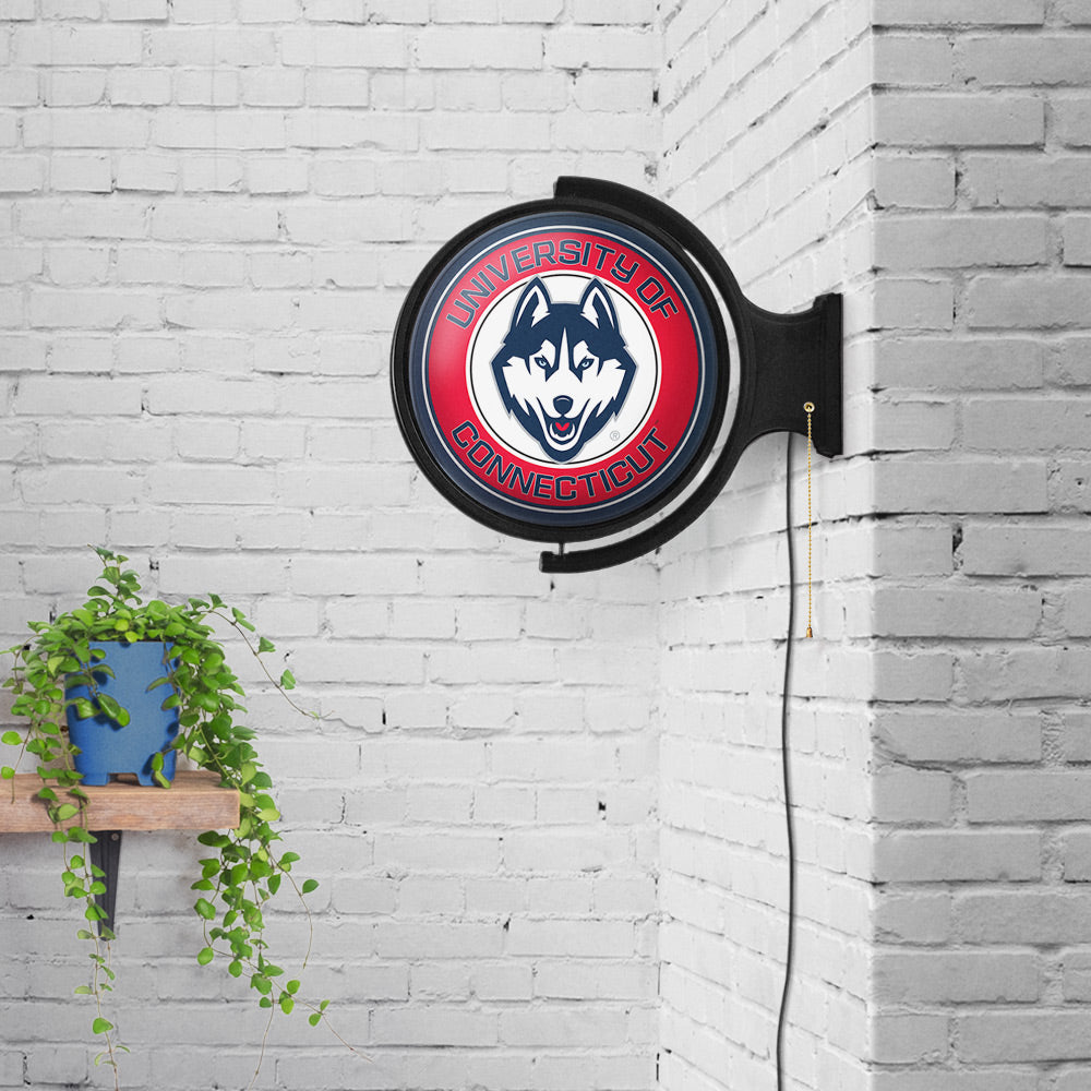 Connecticut Huskies Round Rotating Wall Sign Room View Red