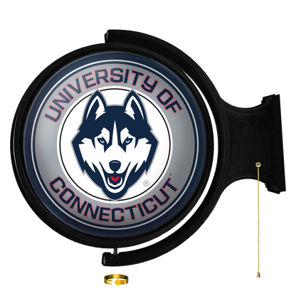 Connecticut Huskies Round Rotating Wall Sign Silver