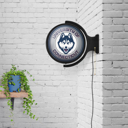 Connecticut Huskies Round Rotating Wall Sign Room View Silver