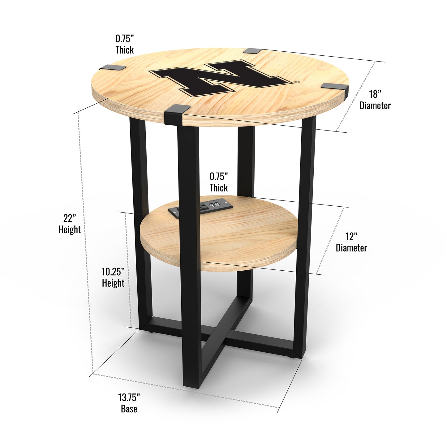 Nebraska Cornhuskers Table Dimensions