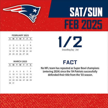 New England Patriots 2025 Fact-A-Day Box Desk Calendar Feb