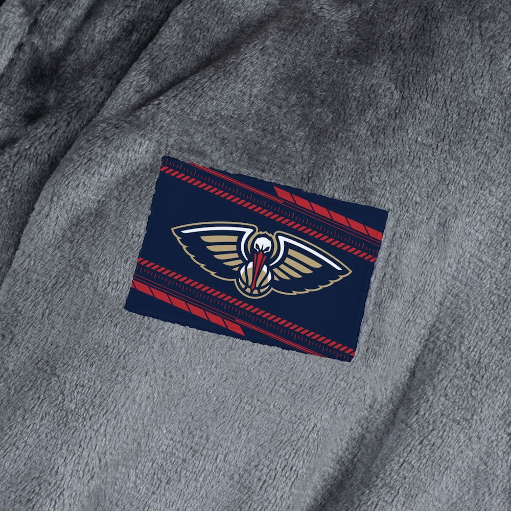 New Orleans Pelicans silk touch charcoal bathrobe logo patch