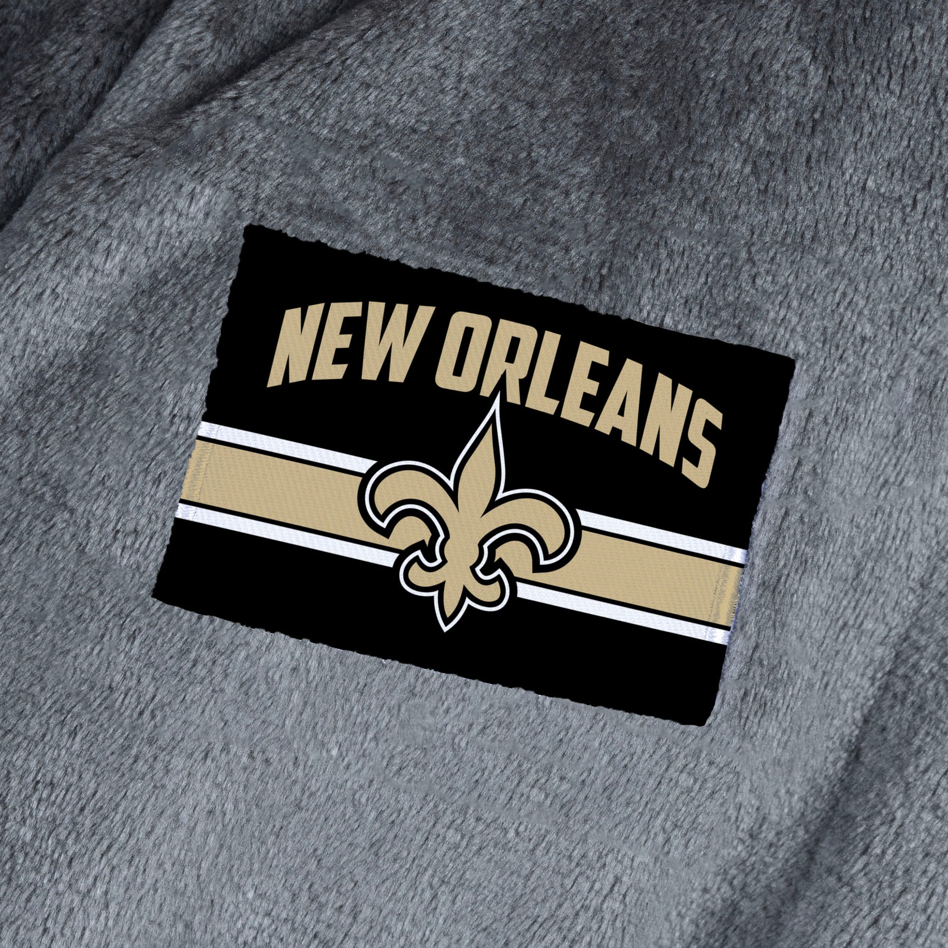 New Orleans Saints silk touch charcoal bathrobe logo patch