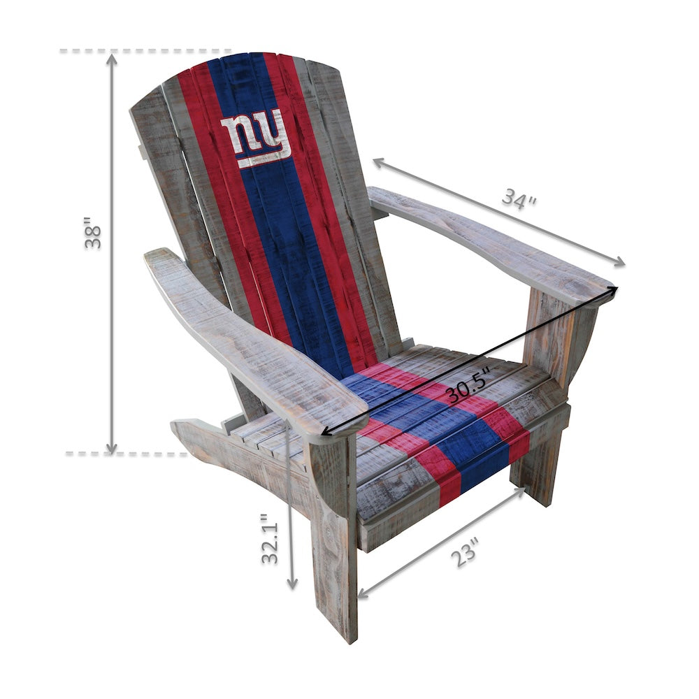 New York Giants Adirondack Chair Dimensions