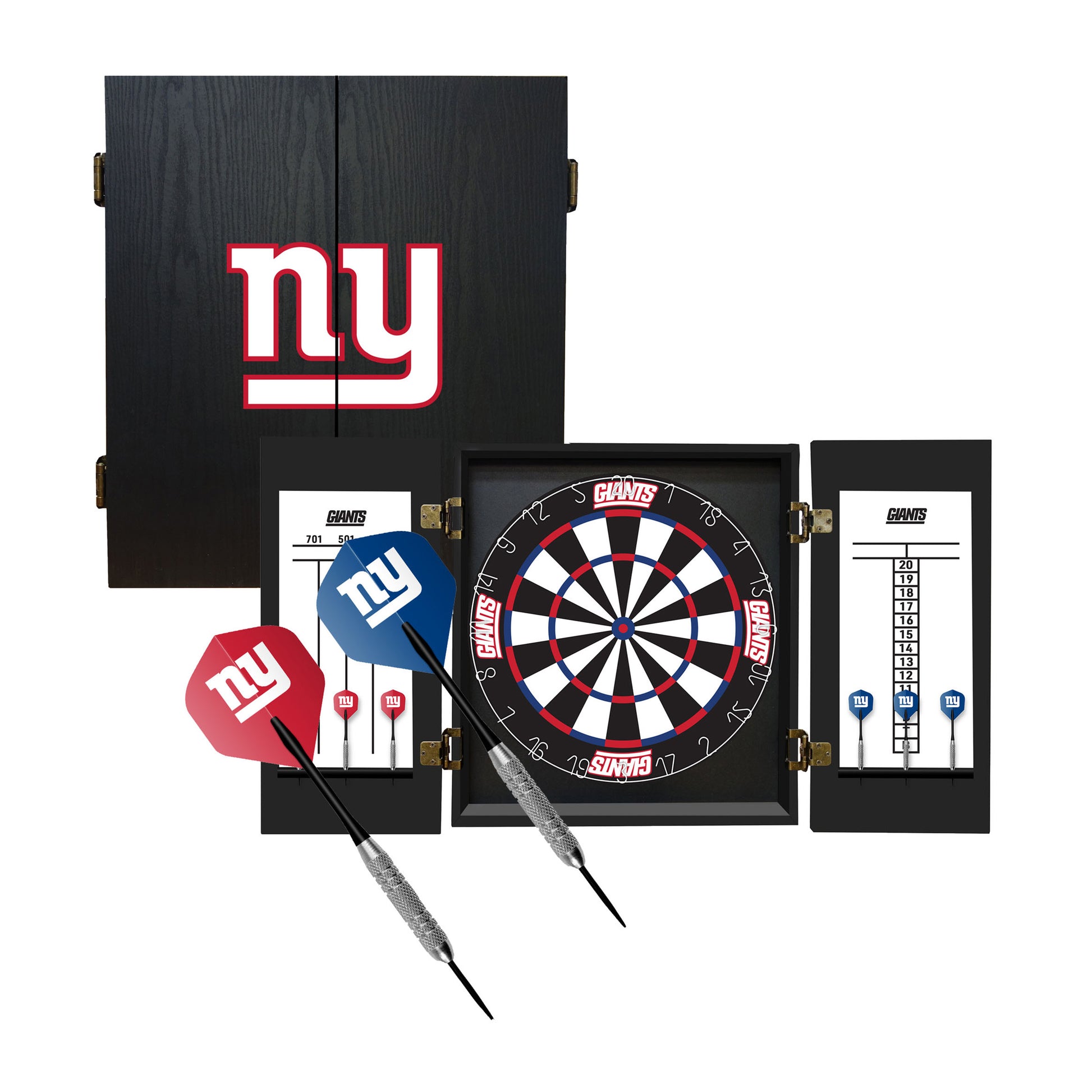 New York Giants Dart Board Cabinet Set