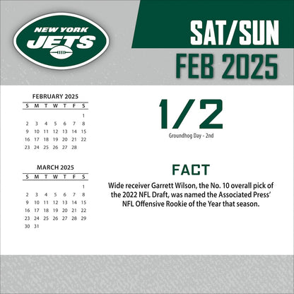 New York Jets 2025 Fact-A-Day Box Desk Calendar Feb