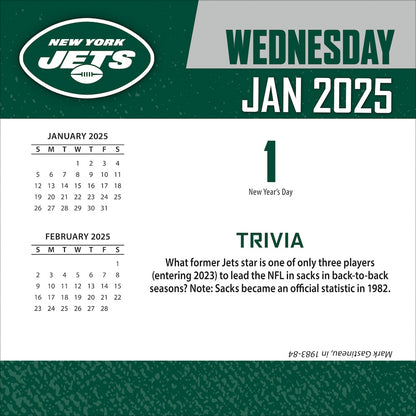 New York Jets 2025 Fact-A-Day Box Desk Calendar Jan