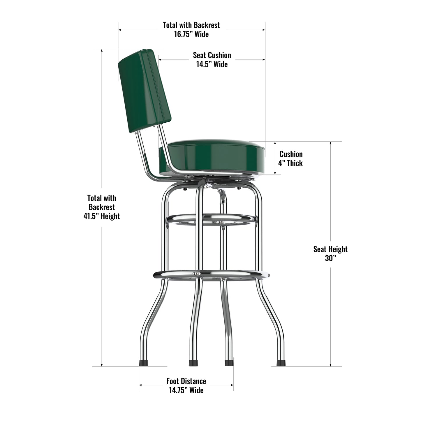 New York Jets Chrome Barstool dimensions