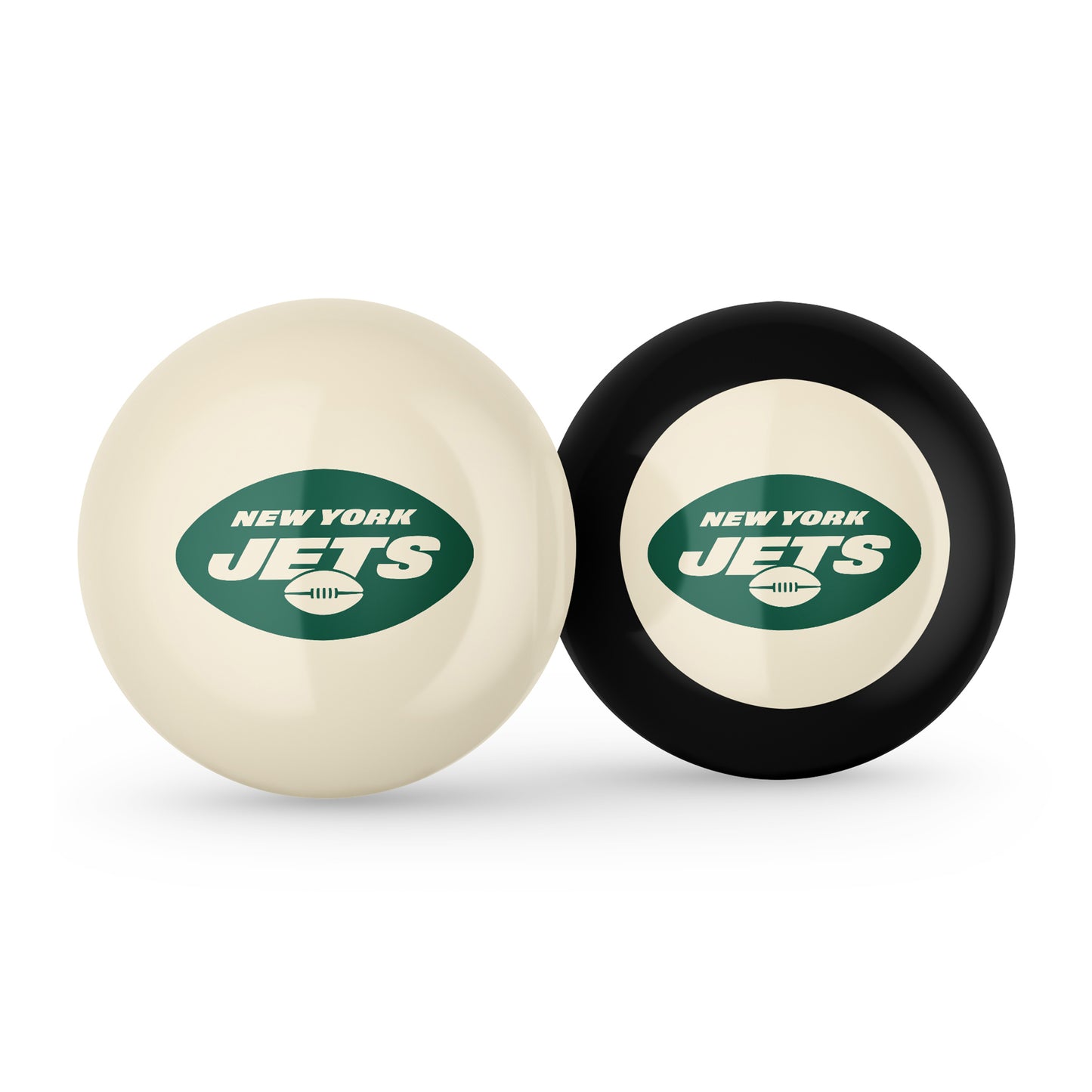 New York Jets cue ball and 8 ball