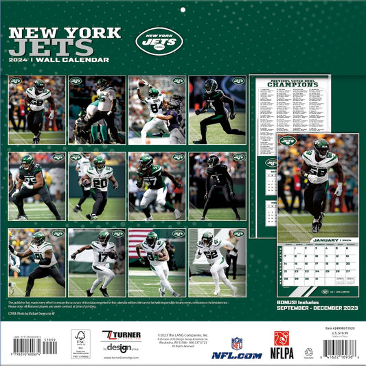 New York Jets Team Photos Wall Calendar Back