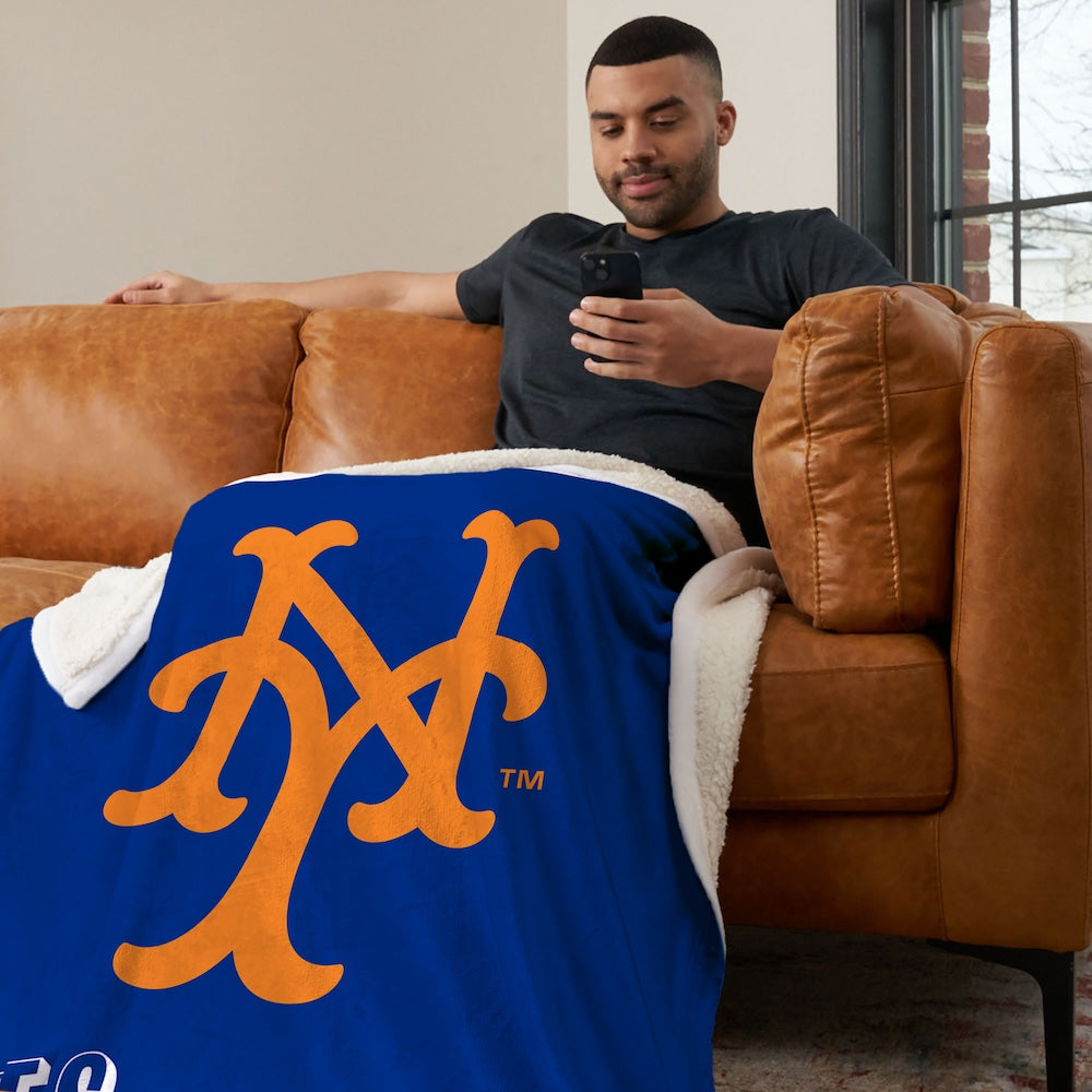 New York Mets CC throwback sherpa blanket