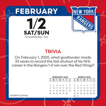 New York Rangers 2025 Fact-A-Day Box Desk Calendar Feb