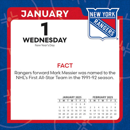 New York Rangers 2025 Fact-A-Day Box Desk Calendar Jan