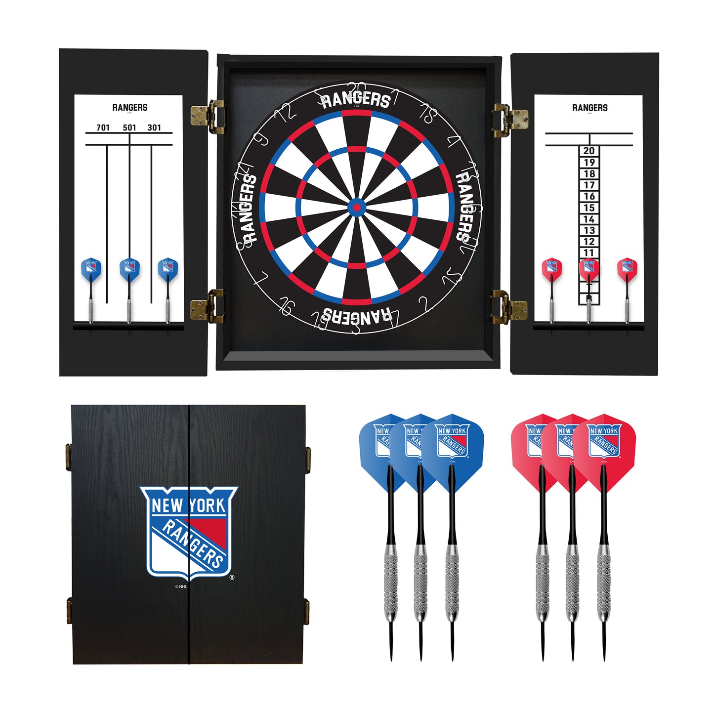 New York Rangers Dart Board Cabinet Set