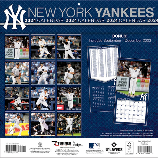 New York Yankees Team Photos Wall Calendar Back