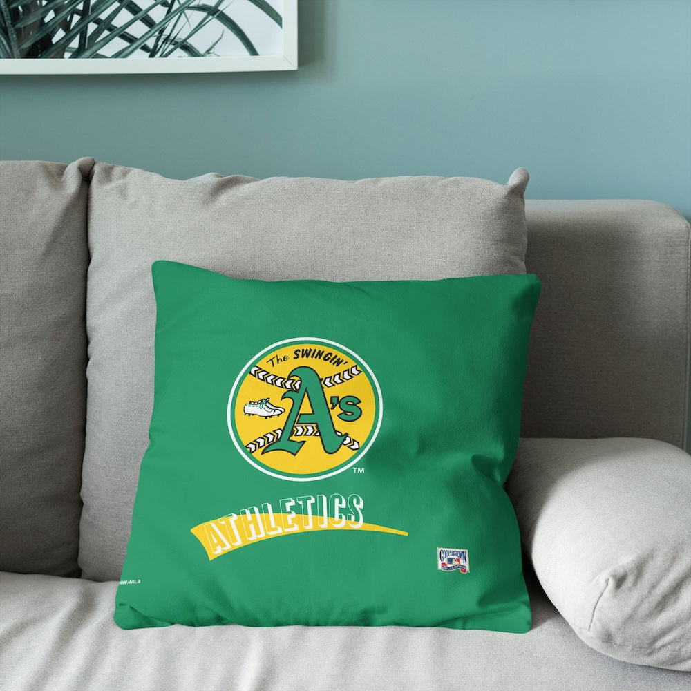 Oakland A's old school logo pillow