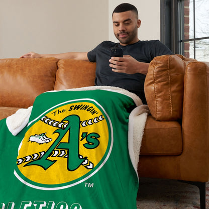 Oakland A's CC throwback sherpa blanket