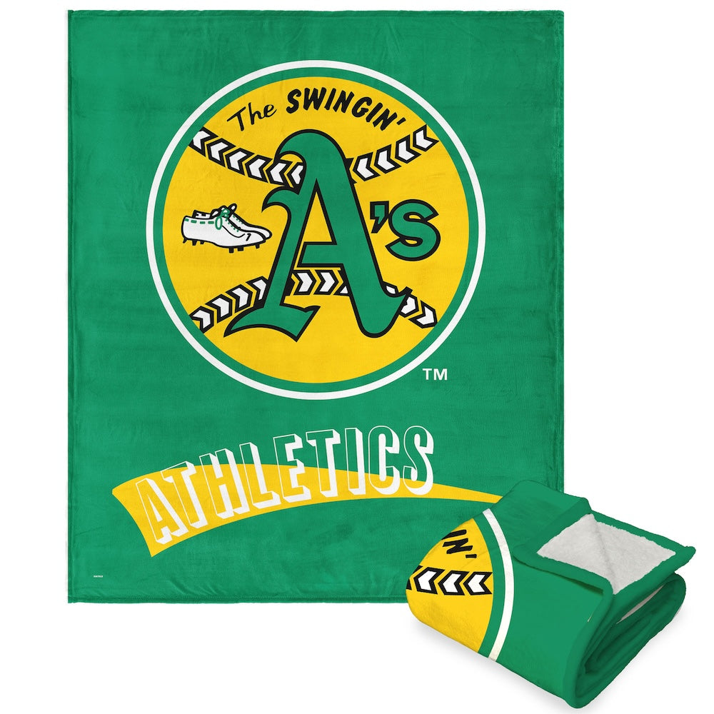 Oakland A's throwback sherpa blanket