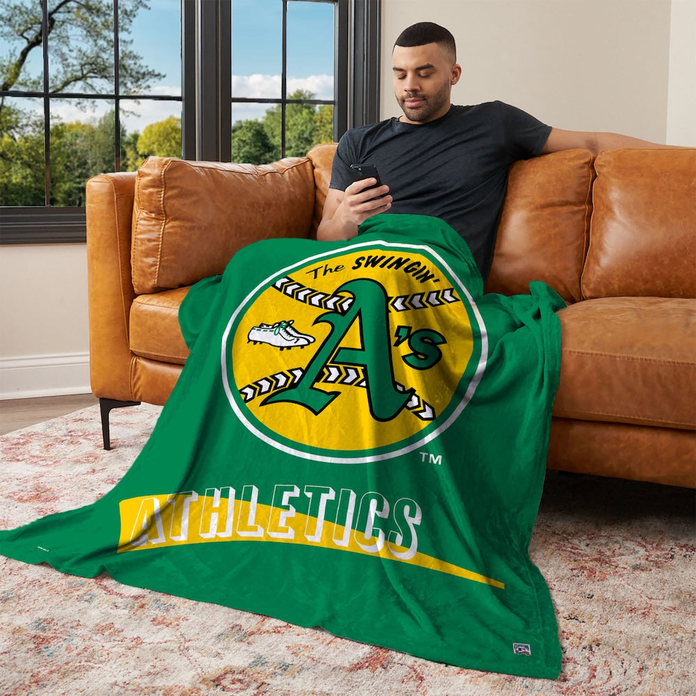 Oakland A's CC throwback silk touch blanket