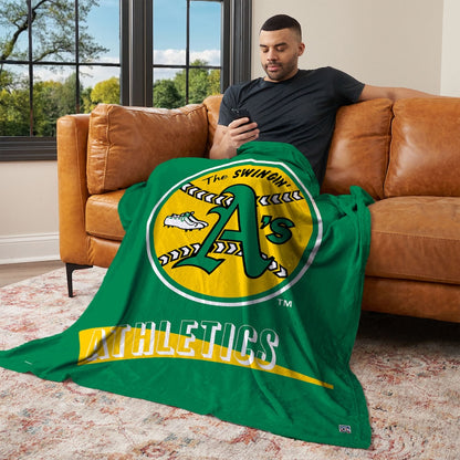 Oakland A's CC throwback silk touch blanket