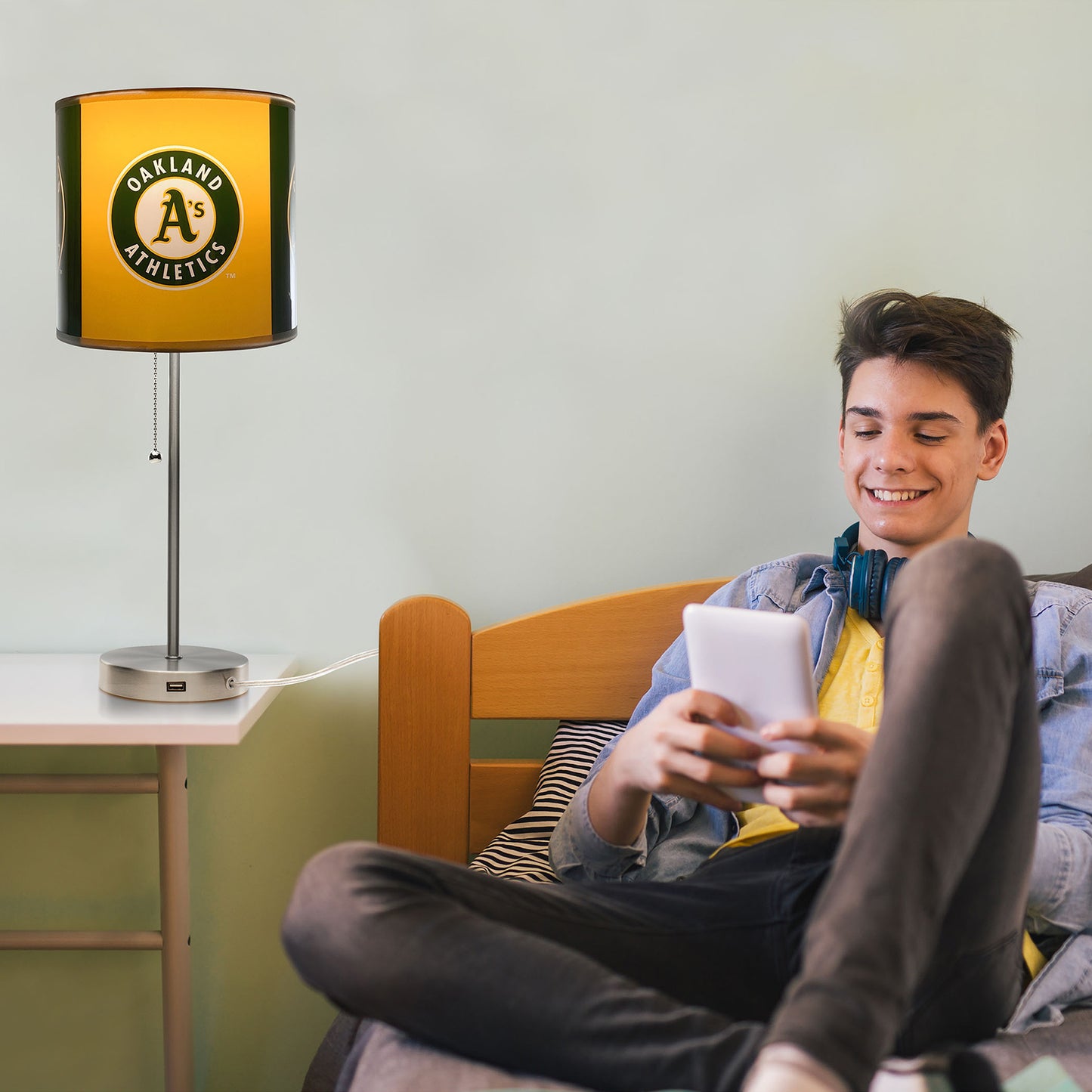 Oakland A's reading lamp