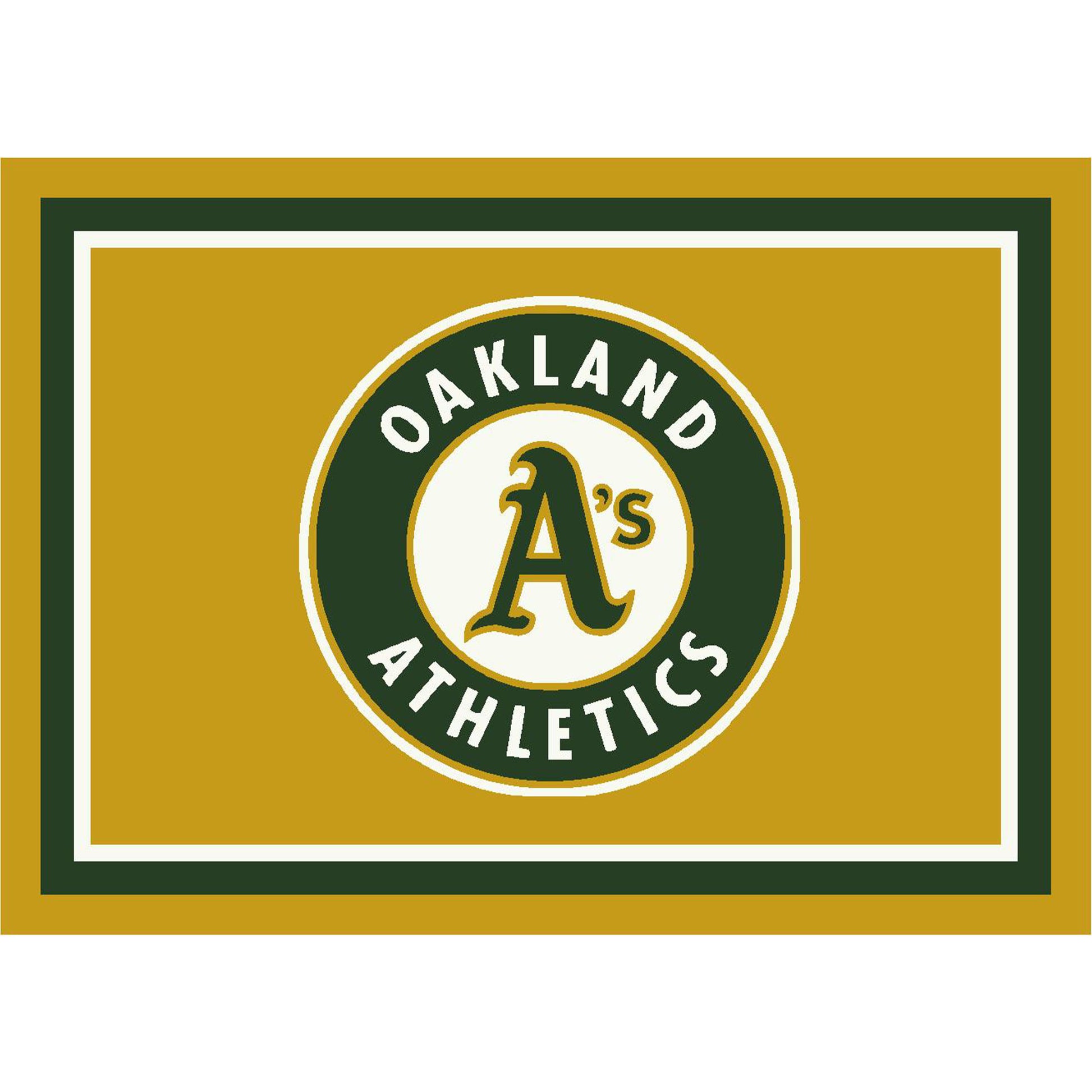 Oakland A's distressed style area rug