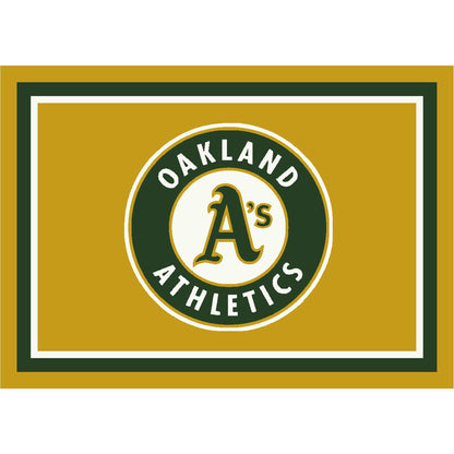 Oakland A's distressed style area rug