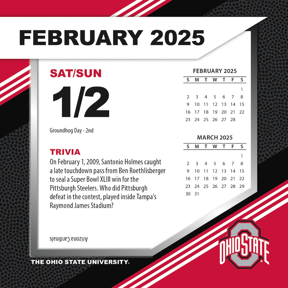 Ohio State Buckeyes 2025 Fact-A-Day Box Desk Calendar Feb