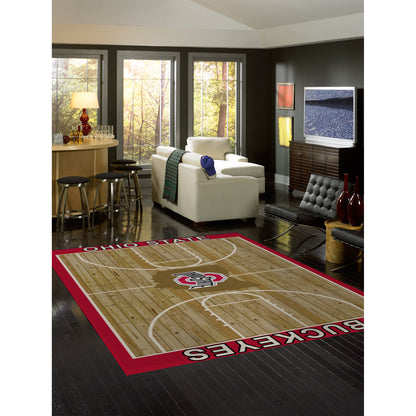 Ohio State Buckeyes courtside style area rug lifestyle