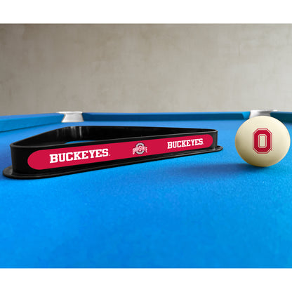 Ohio State Buckeyes triangle rack and cue ball set