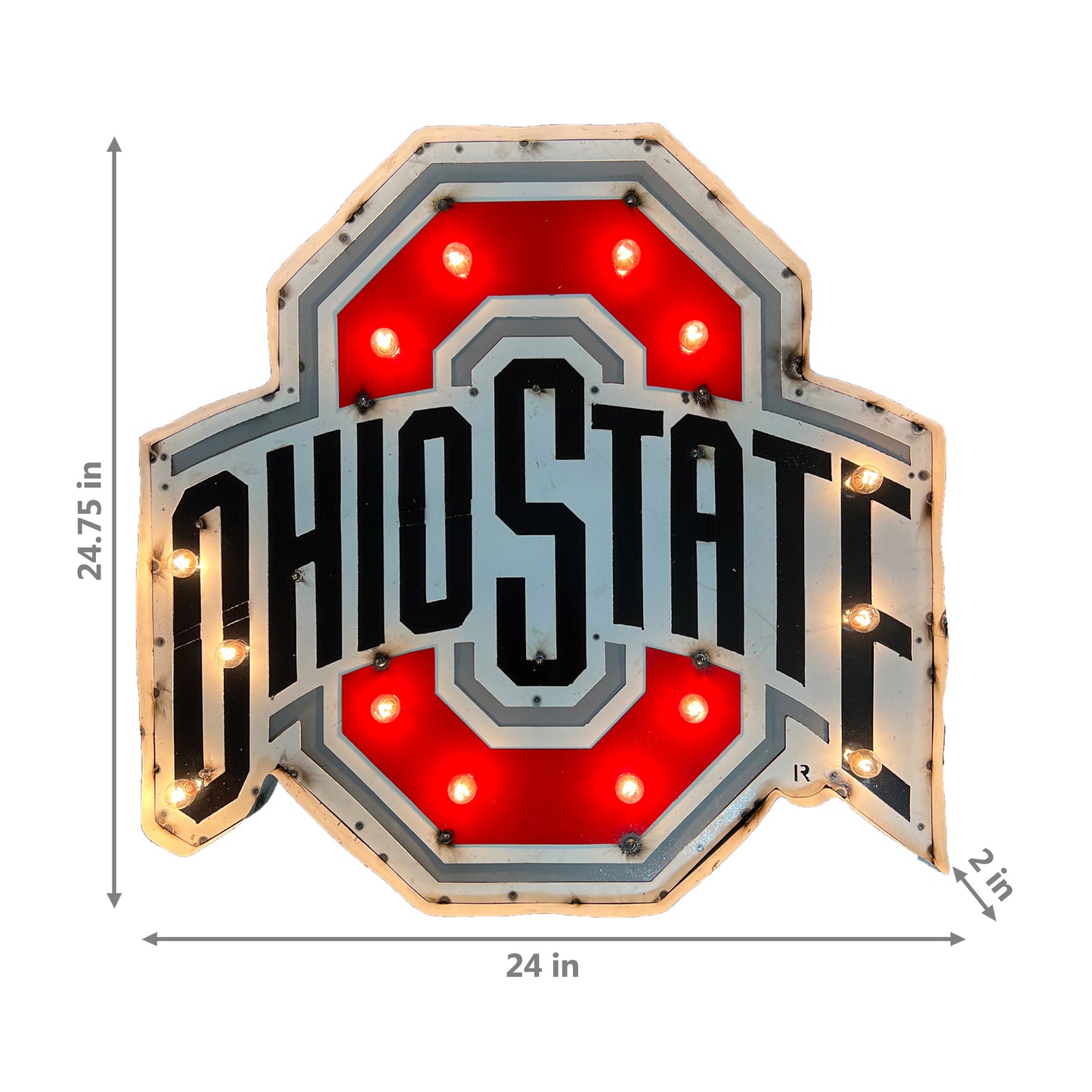 Ohio State Buckeyes logo lighted metal retro sign