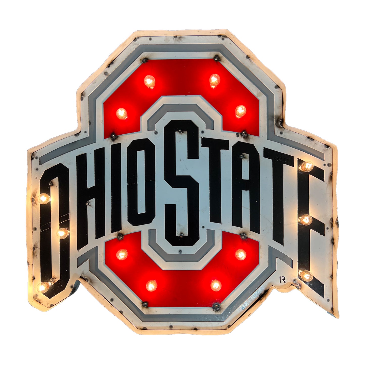 Ohio State Buckeyes logo lighted metal sign